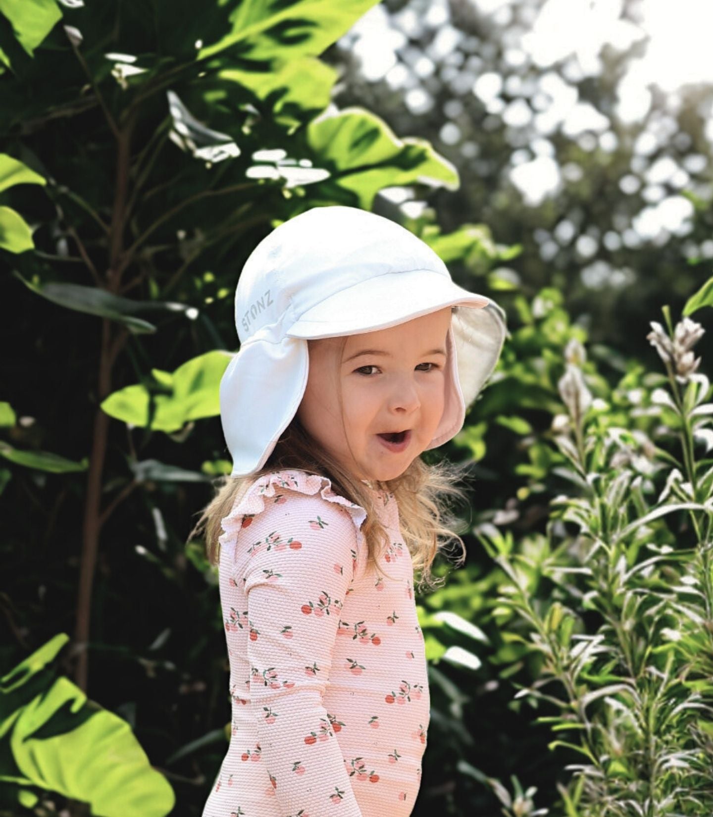 Sun Flap Cap for Babies and Toddlers - Stonz alt::Ivory