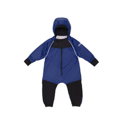 Stonz waterproof one-piece Rain Suit with hood in Navy for babies & toddlers. Front view.