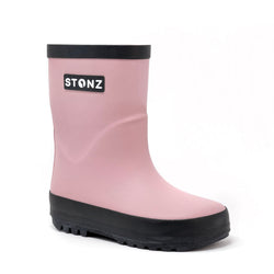 Rain boot in haze pink side view