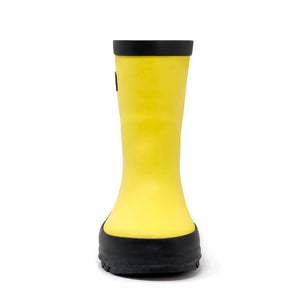 Rain boot in yellow front view