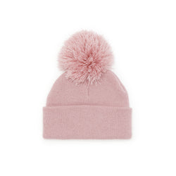Stonz winter Pom beanie in Haze Pink with modern style, soft & warm and machine washable Back View.