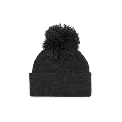 Stonz winter Pom beanie in Heather Charcoal with modern style, soft & warm and machine washable Back View.