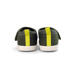 Stonz Cruiser ™ Original Toddler Shoe in Cypress/Lantern Green. Supportive toddler runner with flexible sole and breathable fabric. Back view.