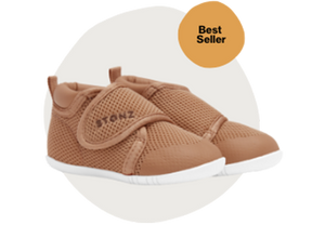 Stonz Cruiser Infant Sneaker in Camel - with flexible soles, breathable vegan material and adjustable strap.
