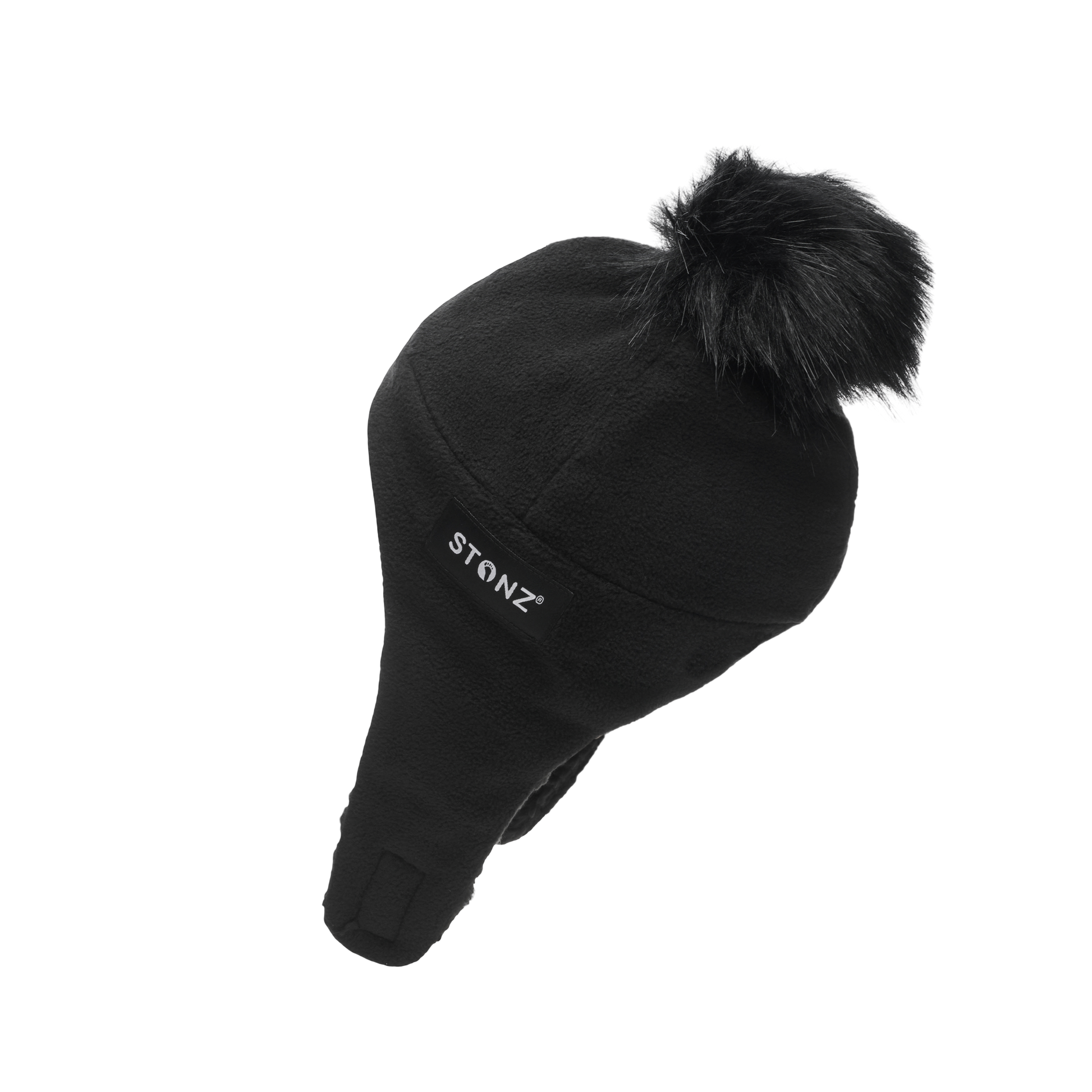 Fleece Hat for Baby and Toddler - Sherpa Lined with Chin Strap - Stonz alt::Black