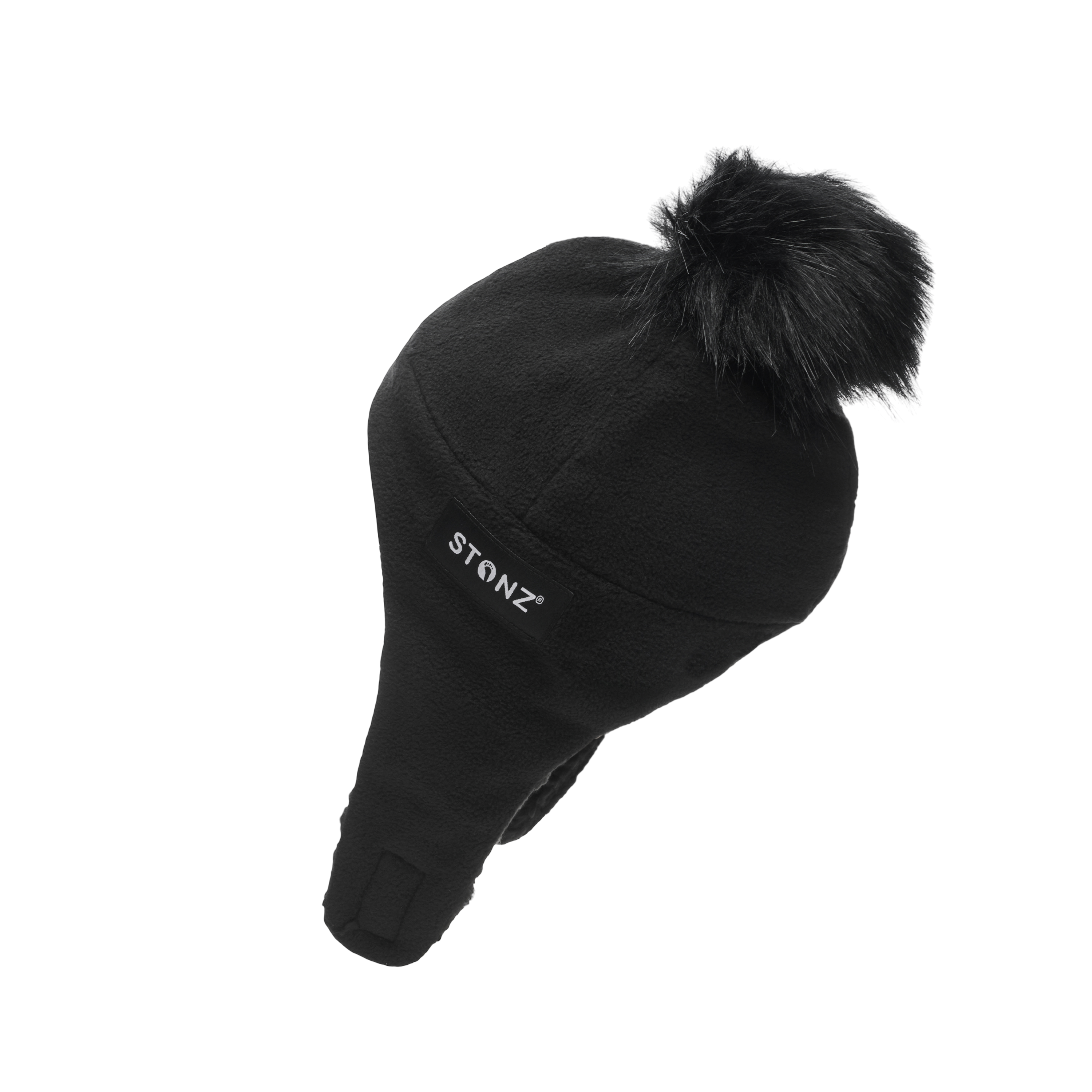 Fleece Hat for Baby and Toddler - Sherpa Lined with Chin Strap - Stonz alt::Black