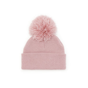 Stonz winter beanie in Haze Pink with modern style, soft & warm and machine washable back view.