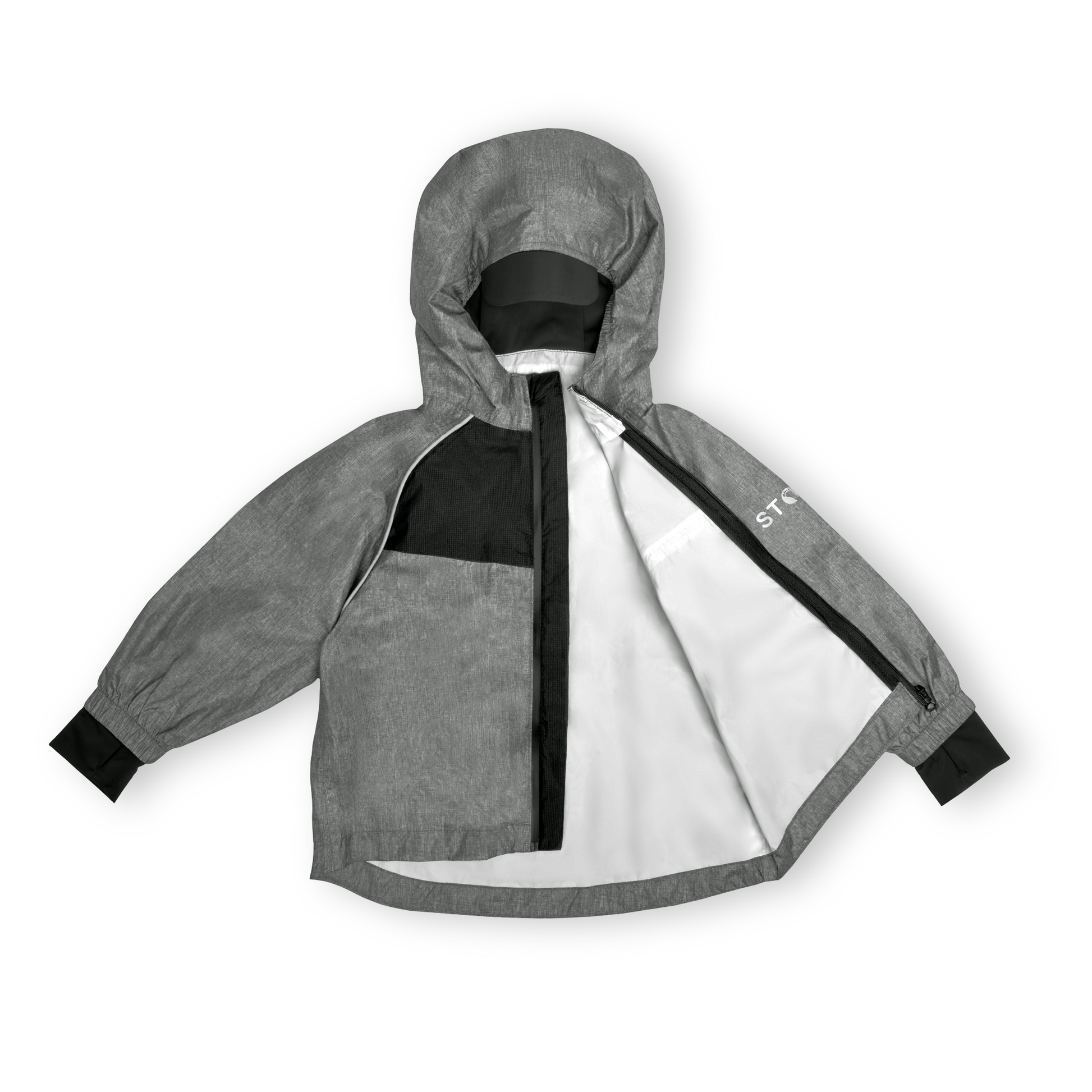 Waterproof Rain Jacket for Babies, Toddlers and Kids - Stonz alt::Heather Grey