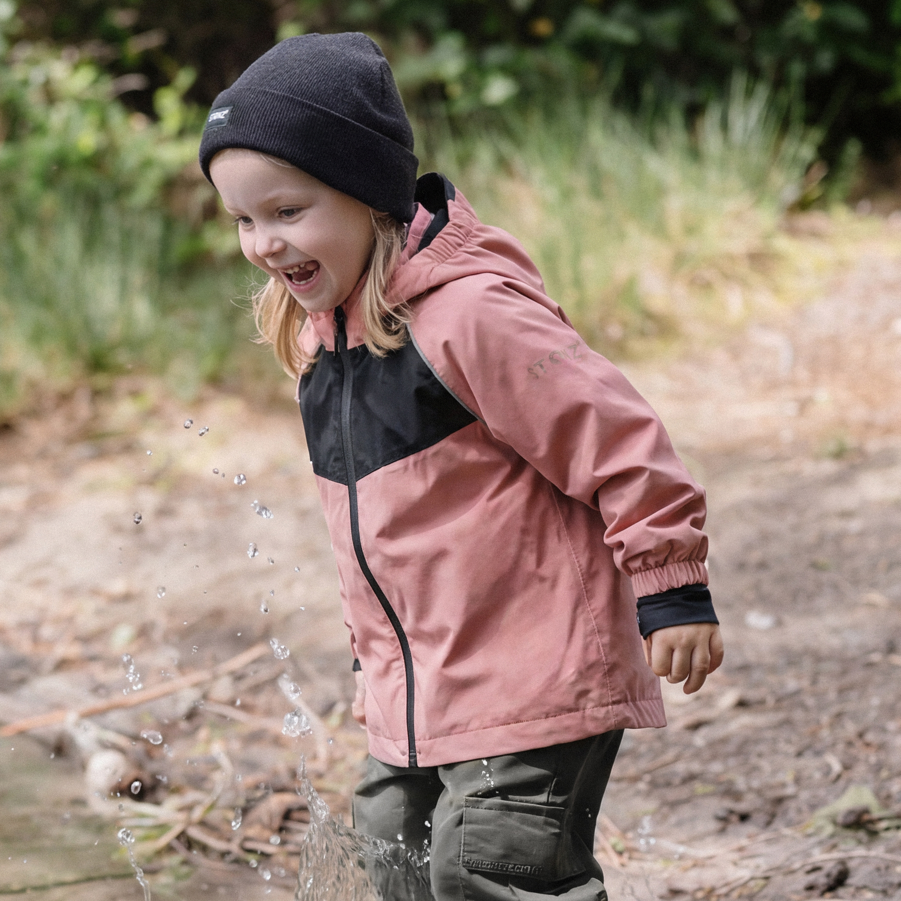 Waterproof Rain Jacket for Babies, Toddlers and Kids - Stonz alt::Dusty Rose
