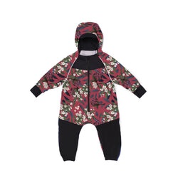 Stonz waterproof one-piece Rain Suit with hood in Holly for babies & toddlers. Front view.