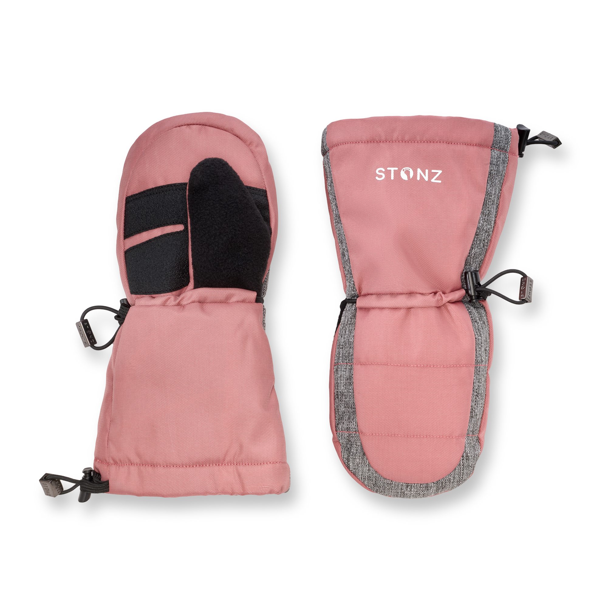 Snow Mitt Kid - Easy-on, Insulated, Waterproof Mittens - Stonz alt::Dusty Rose/Heather Grey