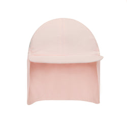 Stonz Flap Cap in Haze Pink with adjustable toggle. Sun hat made with moisture-wicking fabric with UPF 50 sun protection. Front view.