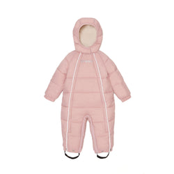 Stonz insulated and warm Snow Suit & Bunting Bag in Haze Pink, for babies & toddlers. Front view.