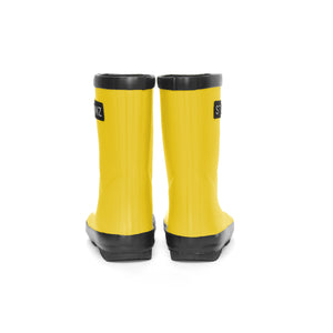 Stonz RainBoots in Yellow with 100% waterproof rubber back view