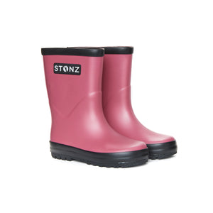 Stonz RainBoots in Dusty Rose with 100% waterproof rubber sideview
