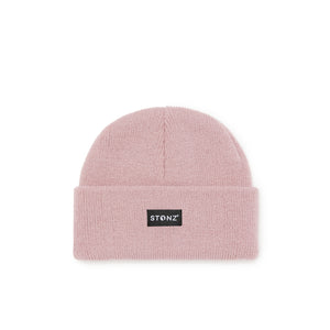 Stonz winter beanie in Haze Pink with modern style, soft & warm and machine washable Frontview