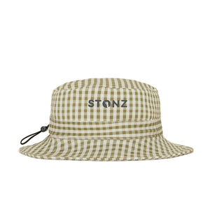 Stonz Bucket hat in Picnic with soft fabric, comfortable and durable . ¾ turn view.