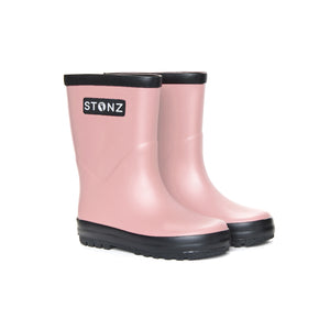 Stonz RainBoots in Haze Pink with 100% waterproof rubber sideview